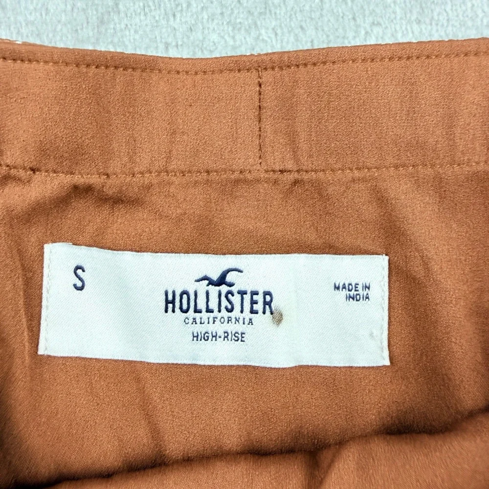 Hollister High-Rise Women's Small Mini Skirt Brown Retro Floral Satin Side Slit